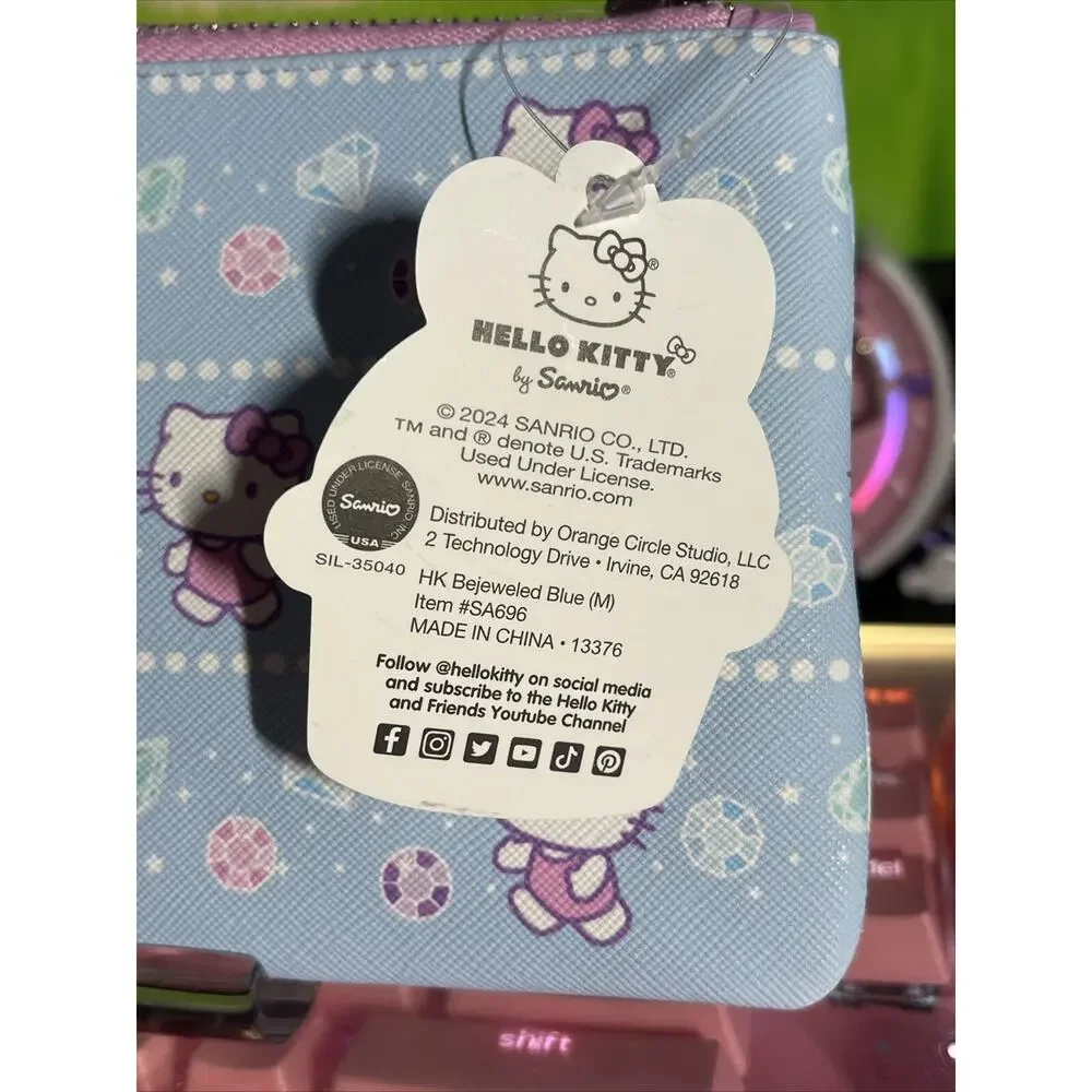 Hello Kitty Pencil Pouch Case HK Bejeweled Blue Zipper Special 2024 Sanrio